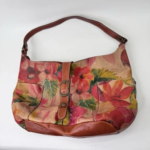 Patricia Nash Floral Hobo Bag Italian Heritage Leather Shoulder Slouchy Cottage - Picture 16 of 16
